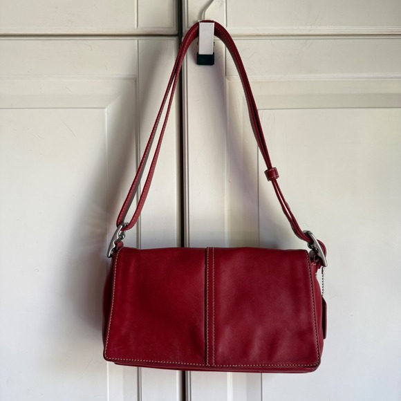 Coach‎ Red Leather Shoulder Bag Purse Y2K Style Legacy Convertible Handbag 9848 - Picture 1 of 14